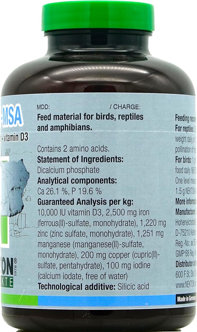 Nekton-MSA Mineral Supplement + D3 for Birds and Reptiles 400g / 14.11oz | Change Size to 400g / 14.11oz