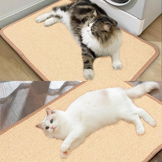 Uranshin Rabbit Scratching Pad,Natural Sisal Bunny Scratch Pad, Rabbit Kitten Cat Scratching Mats for Cages Chew Toys for Bunny Pet Cage Claws and Teeth Care for for Biting Sleeping Bedding Nesting