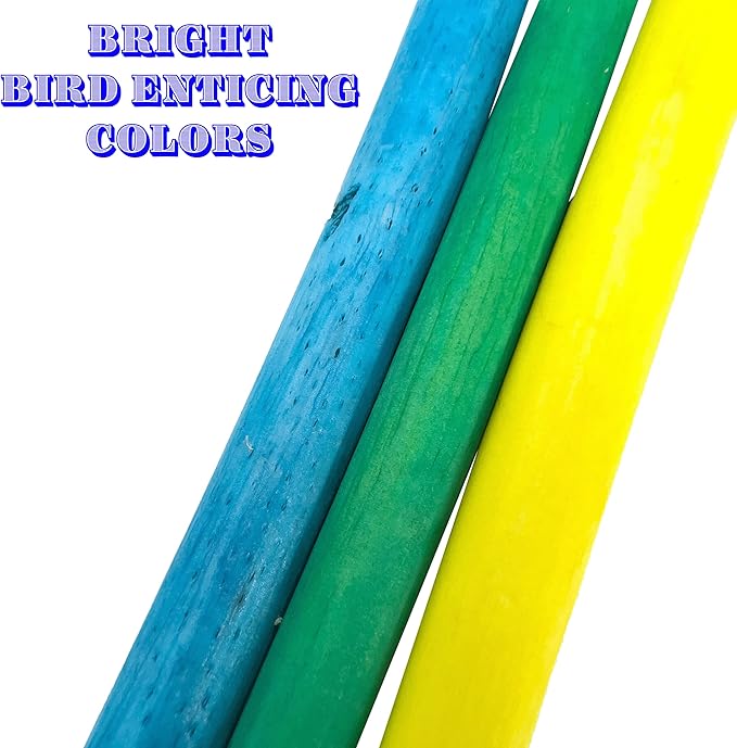 by M&M 5517 Skinny Rainbow Sola Logs Pk12 - Handcut Lightweight Sola Wood Foot Toys, Skinny Cut Wood Logs, Bright Assorted Colors, Great Foraging Fun for Small to Med Size Pets