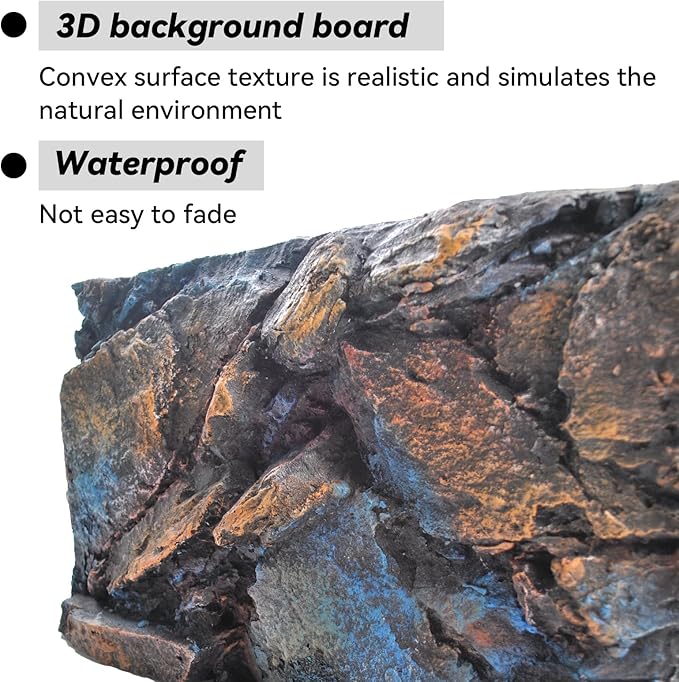 Rock Terrarium Background, 3D Reptile Tank Background Board Amphibian Stereo Backdrop Wall Reptile Stereo Decoration Aquarium Decoration Reptile Gecko Frog Lizard