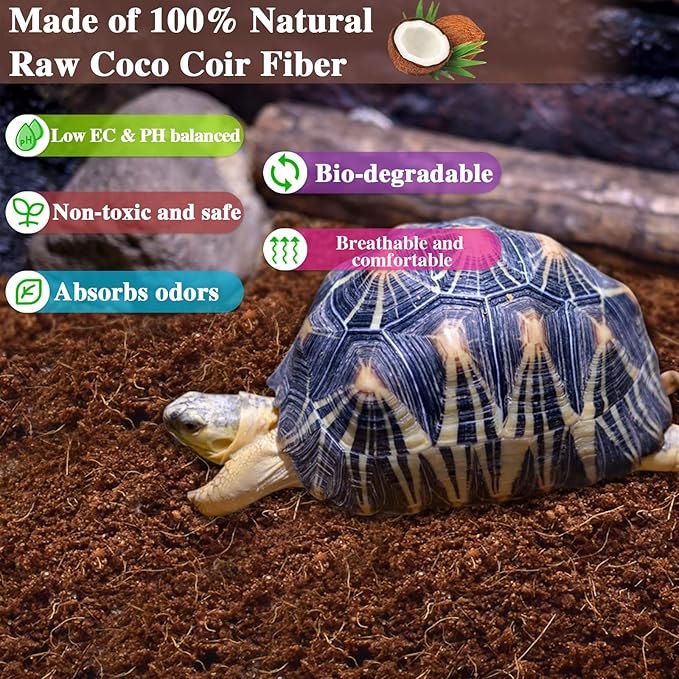 ZeeDix 6 Pack Coconut Fiber Substrate, 100% Organic Coconut Husk Coco Coir Brick Terrarium Bedding for Reptiles, Tortoise, Bearded Dragon, Leopard Gecko, Snake, Hermit Crabs, Frogs, Tarantula