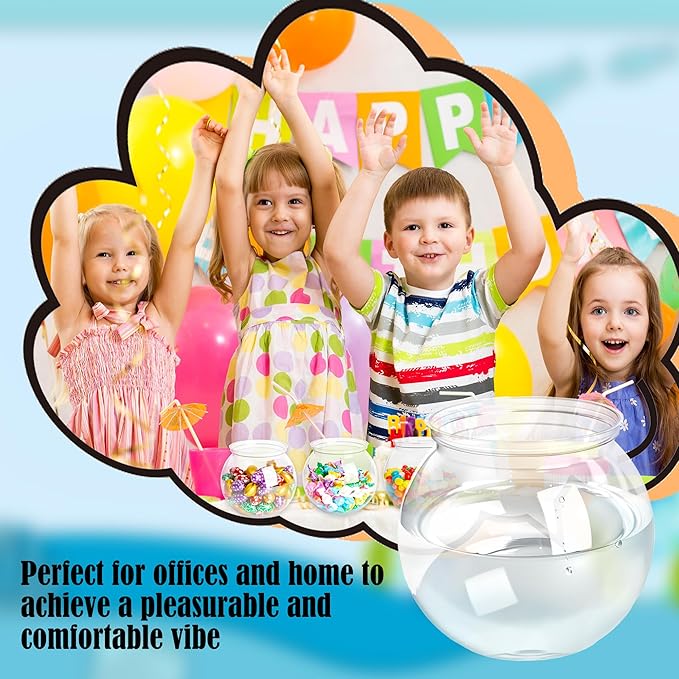 8 Pcs Mini Plastic Fish Bowl 26 oz Round Clear Fishbowl Fish Tank Transparent Aquarium for Candy Goldfish Home Decoration Table Centerpieces