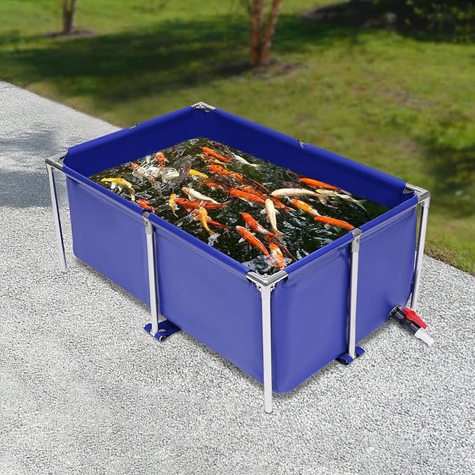Canvas Fish Pond, Foldable Fish Aquarium Tank, Portable Koi Breeding Pool, Indoor Outdoor Goldfish Tank, Turtle Ornamental Pool