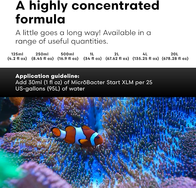 Brightwell Aquatics MicroBacter Start XLM - Concentrated Freshwater Nitrifying Bacteria - Quick Start Fish Tank Starter, Lift Microbe Levels & Water Filtering - Aquarium Water Treatments, 4.22 fl oz