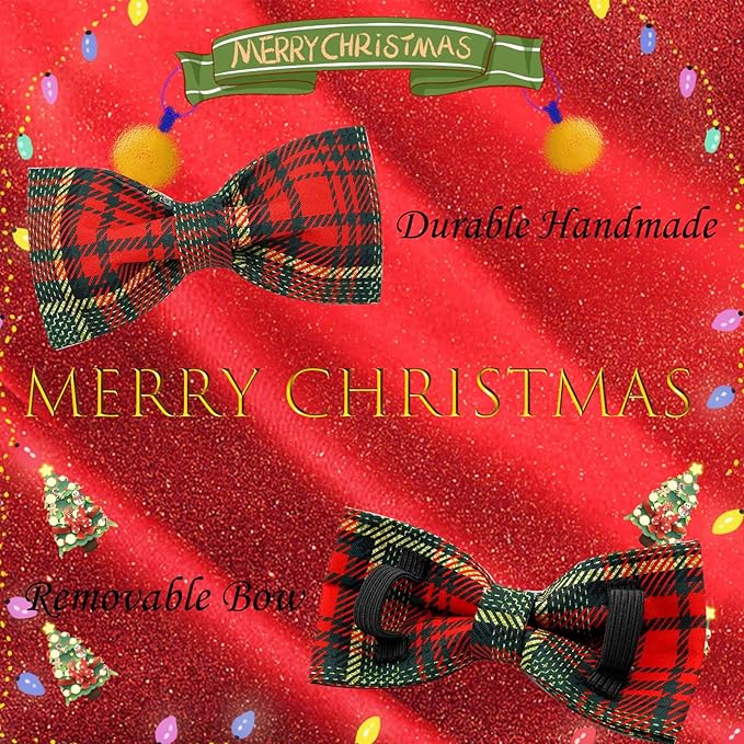 Dog Collar - Thanksgiving Turkey Dog Collar Bowtie Gift Puppy Soft Bow Adjustable Metal Buckle Pet Collar for X-Small Dogs