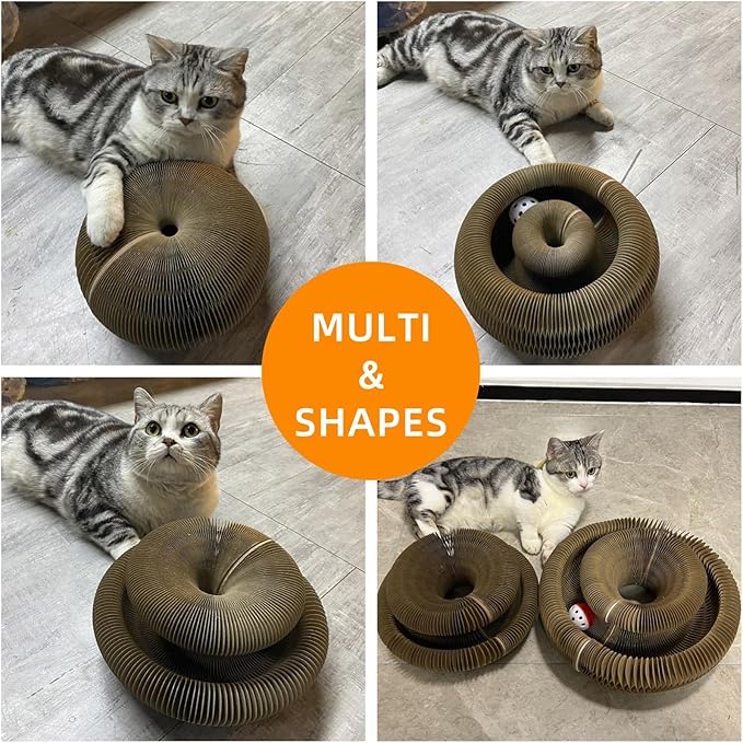 2 Pcs Kitty Kurls Cat Toy Magic Organ Cat Scratching Board, Foldable & Reversible Infinity Style Interactive Kitty Kurlz Cat Scratcher for Indoor Cats Twisty Paws Cat Toys, Kitten Cats Accordion Toy