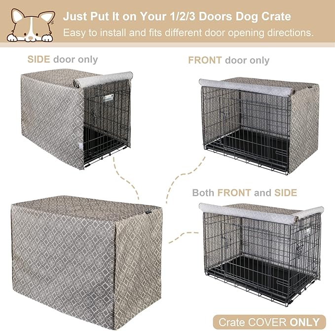 Explore Land Pattern Dog Crate Cover for 24 Inches Wire Cage, Heavy-Duty Polyester 1 2 3 Doors Standard Metal Pet Kennel Enclosure (Vintage Violet)
