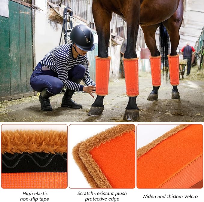 Fly Boots for Horses. Horse Fly Boots Set of 4. Adjustable Horse Fly Boots Stops Stomping Fly Leg Wraps for Horses,
