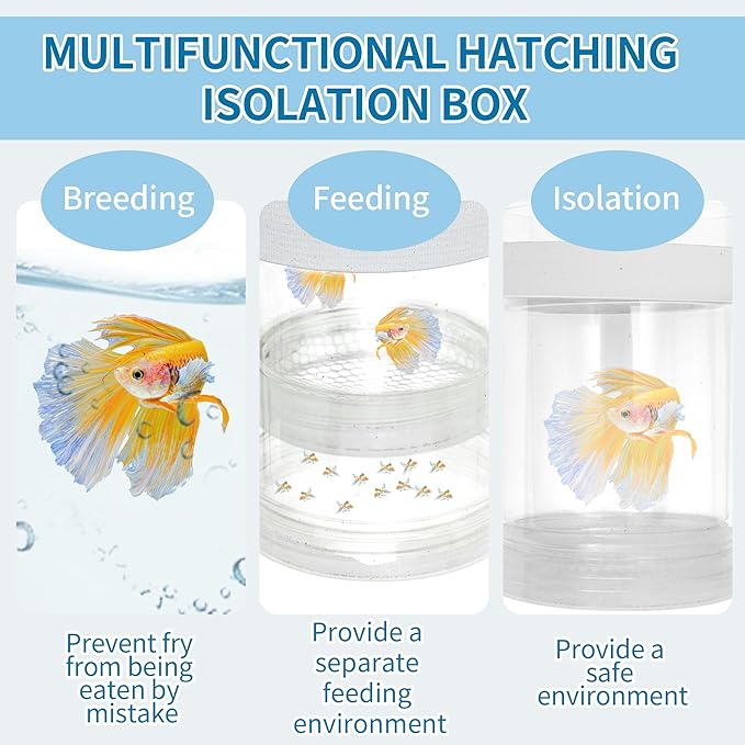 Suspensions Breeder Box, Floating Mesh Isolation Fish Tank Separator Set, Ideal for Aquatic Pets, Small, White, 1 Set