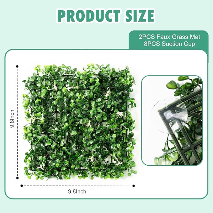 Hermit Crab Climbing Wall Toys, 2 Pcs 10×10" Faux Grass Mat Climbing Wall for Reptile Tank, Gecko and Lizard Habitat Decor