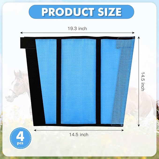 4 Sets Fly Boots Loose Fitting & Non-Slip Horse Fly Leggings No More Horsefly Nuisance Greatly Reduce Stomping Breathable with Natural Air Flow