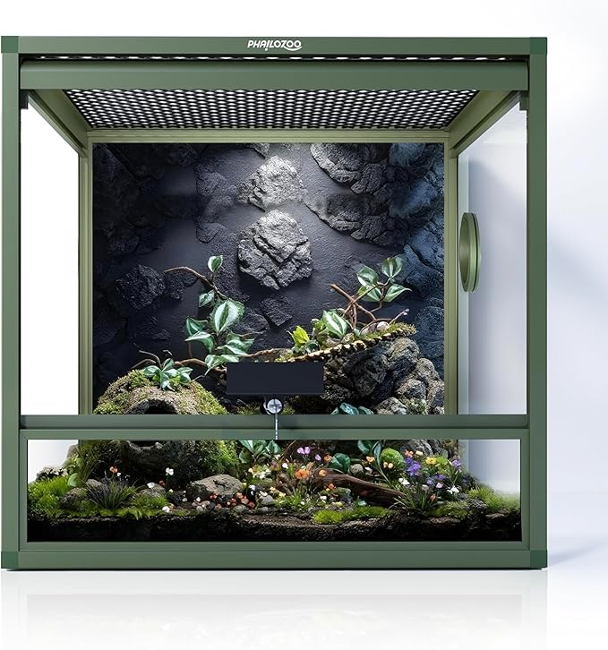 MagicCube 18'' x 18'' x 18'' Reptile Terrarium with Lock, 24 Gallon Reptile Tank with Flip-Up Tempered Glass Door, Top Screen Ventilation for Leopard Gecko, Lizards