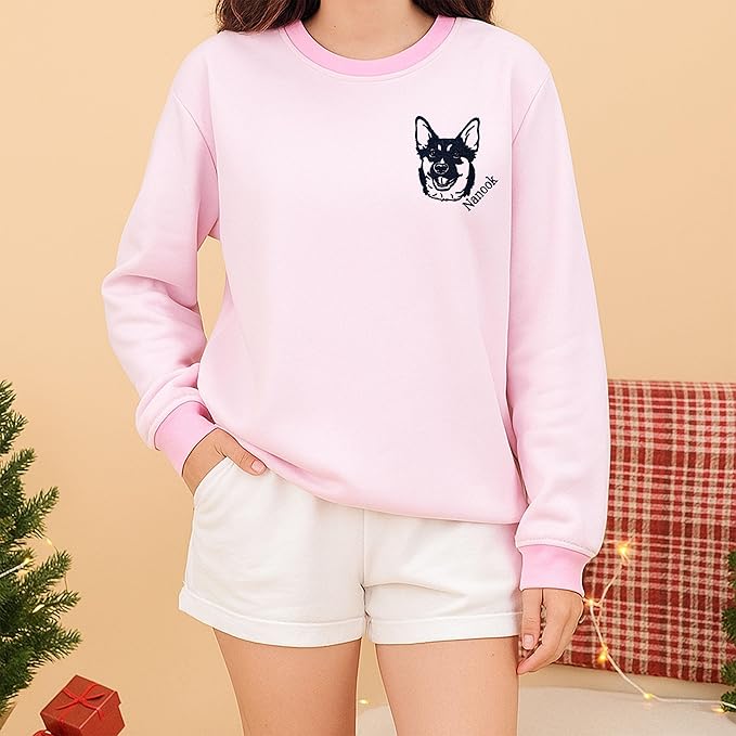 NAZENTI Personalized Dog Sweatshirt, Custom Photo Shirts, Dog Embroidered Shirt for Women, Men, Pet Lovers Gifts, Mom Gift