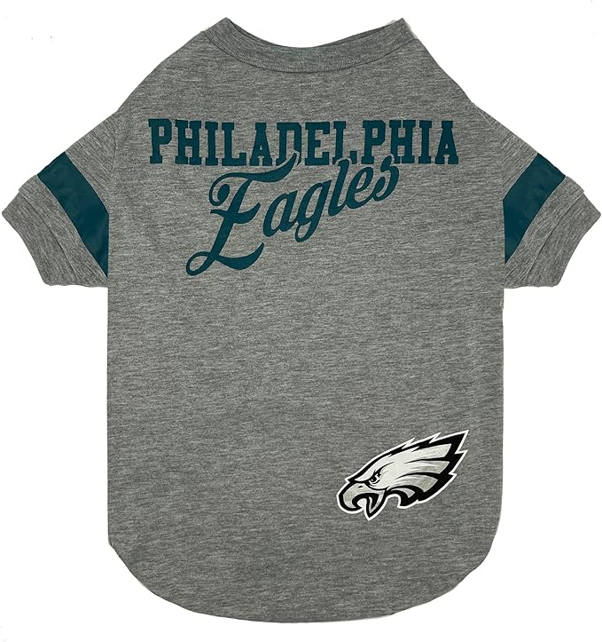 NFL Philadelphia Eagles T-Shirt for Dogs & Cats, Large. Football Dog Shirt for NFL Team Fans. New & Updated Fashionable Stripe Design, Durable & Cute Sports PET TEE Outfit