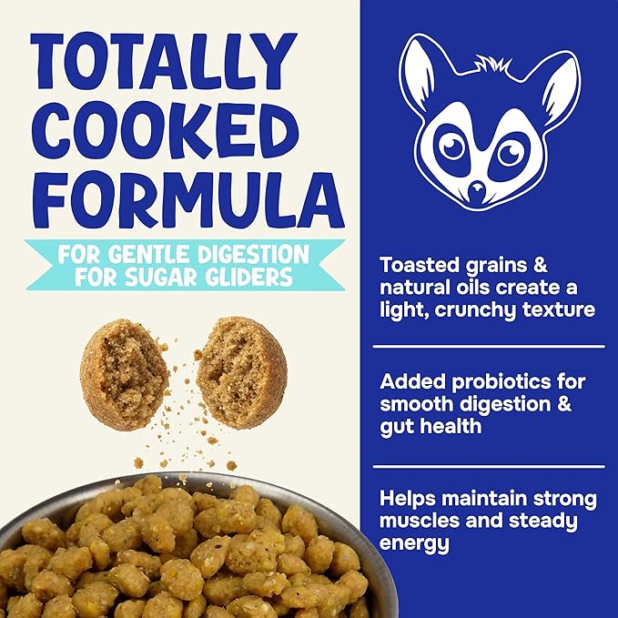 Happy Glider Premium Sugar Glider Food - High Protein, Calcium and Vitamins, Complete Nutrition for Small Animals & Exotic Pets, 2 Months Supply - Honey & Marshmallow, 3 lbs