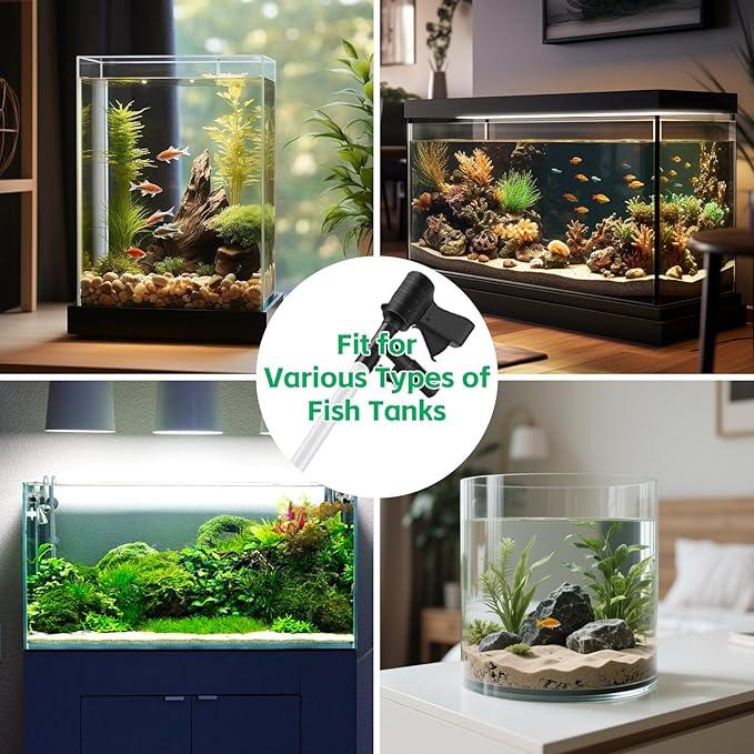 Aquarium Gravel Cleaner,Fish Tank Cleaner,Manual Vacuum Water Changer with 30ml Aquarium Vacuum Waste Remover Dropper, Cleaning Brush,Use for Water Changing Gravels Sand Washing