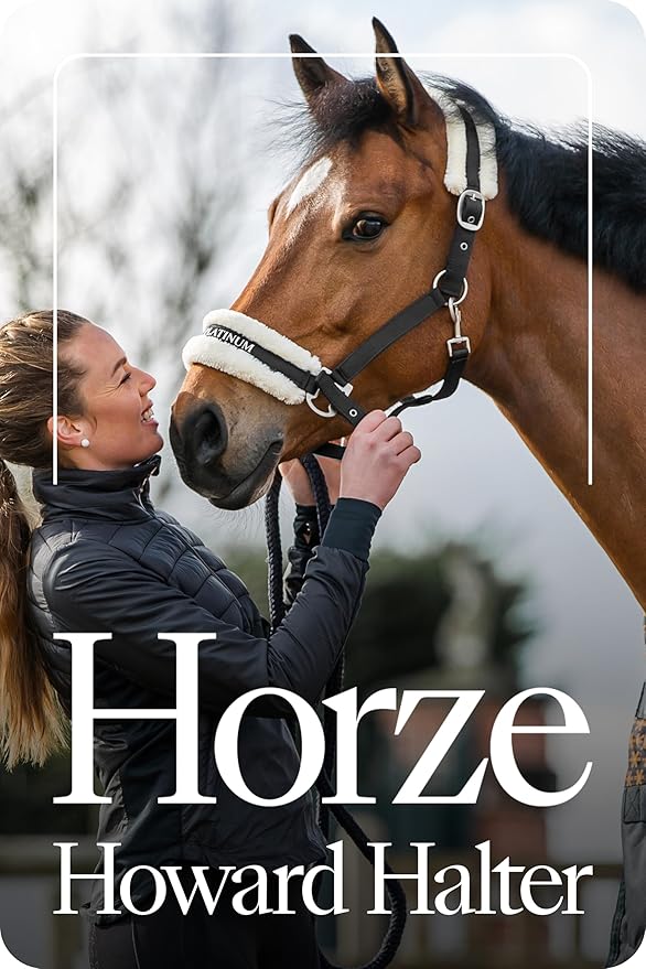 HORZE Howard Soft Fleece Padded Adjustable Polyester Horse Halter - Black - Horse