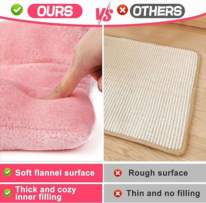Alphatool 15.7" x 14" Soft Bunny Bed - Rabbit Bed, Warm Cuddle Cushion Plush Mat for Guinea Pig, Ferret, Small Animal - Pink