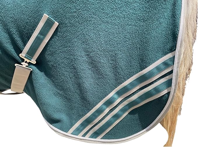 Majestic Ally Anti Pill Fleece Horse Blanket/Sheet with Silver Braided Rope (Hunter Green, 76)