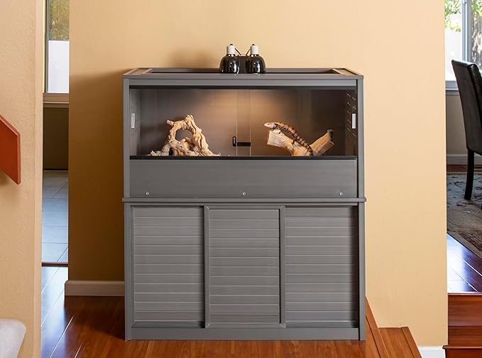 New Age Pet ECOFLEX Large Reptile Enclosure with Matching Cabinet Stand Set in Grey