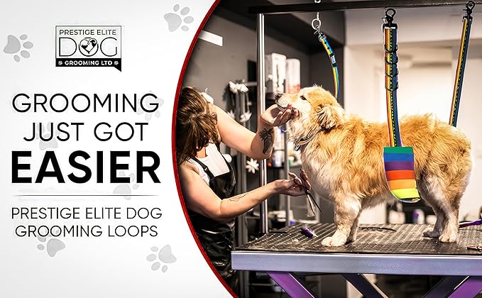 Prestige Elite - Grooming loops for Dogs, Groomers Helper, Grooming Loops for Pet Groomers Adjustable Bio Thane Dog Grooming Loop, Belly Strap, Grooming Noose, Waterproof Extension Strap & Suction Cup