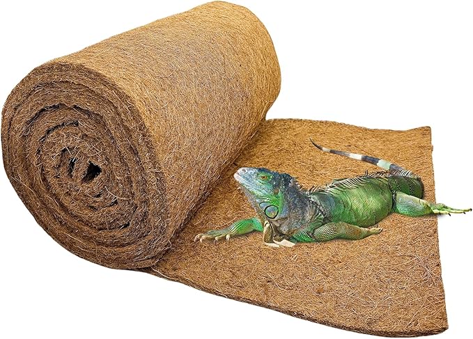 Hamiledyi 118x15.7in Reptile Carpet Coconut Fiber Substrate Large Coco Liner Roll Lizard Cage Mat Natural Coco Fiber Bedding for Bearded Dragon Turtles Iguana Tortoise Pad Garden Decoration