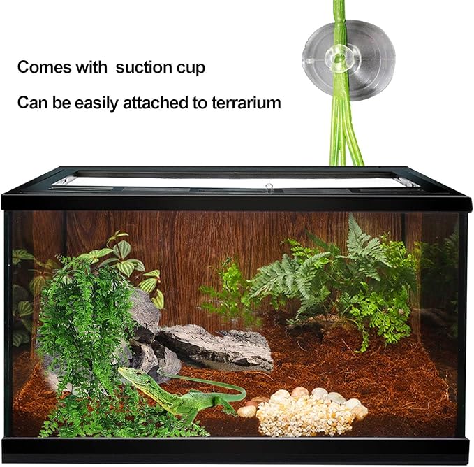 kathson 3 PCS Reptile Vines Plants Flexible Bendable Jungle Climbing Vine Terrarium Plastic Plant Leaves Pet Tank Habitat Decor for Bearded Dragons Lizards Geckos Snakes Frogs and More Reptiles