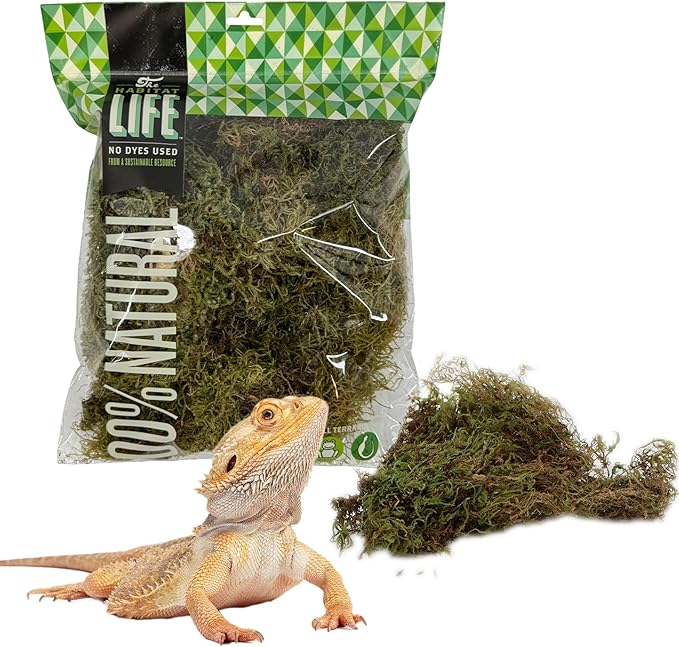 The Habitat Life - Natural Deco Moss - for Reptiles, Amphibians & Invertebrates Terrariums - Humidity Control - Natural Look & Feel - Soft Surface - Dye-Free & Safe - Medium - 1 Pack
