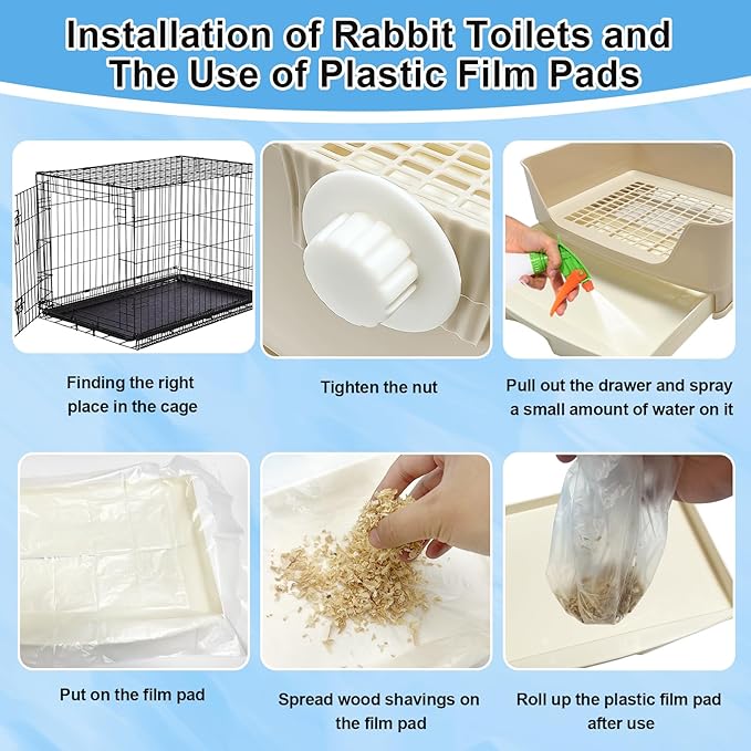 Large Rabbit Litter Box with Drawer Bunny Training Corner Litter Pan Ferret Bigger Pet Pan Bunnies Digging Box for Adult Hamster Guinea Pig Hedgehog Galesaur and Other Animals