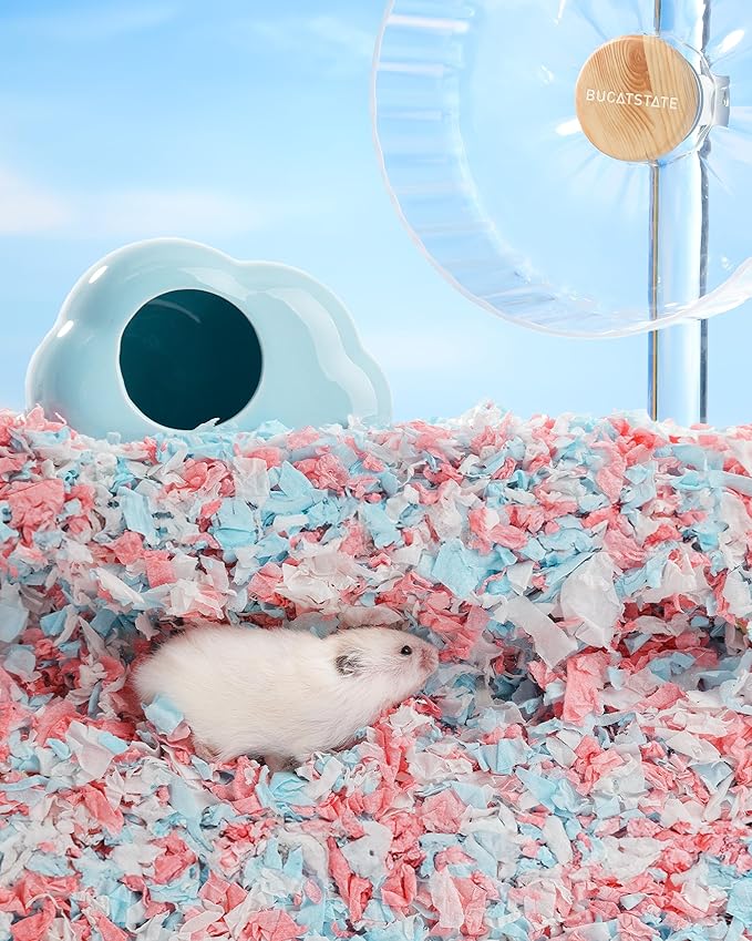 BUCATSTATE Hamster Bedding 50L, 99% Dust-Free Guinea Pig Bedding Odor Control Paper Bedding, Cozy Small Animal Bedding for Rabbit Rat Syrian Dwarf Hamsters Gerbils (Confetti)