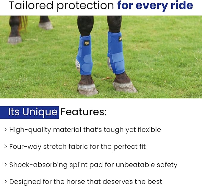 RS Premium Design Gold Line Horse Boots | Comfortable, Protective & Shock Absorber | Sport Boots for Horses Best for Jump Training | Ok Fabric 1682D Provides Ultimate Flexibility