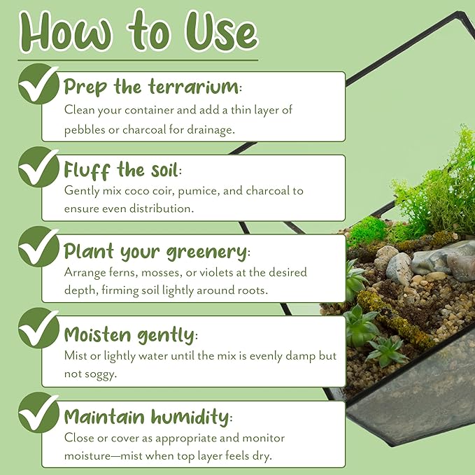 Soil Sunrise Terrarium Potting Soil Mix (8 Quarts) w/Blended Filtering Charcoal Custom Made for Terrariums