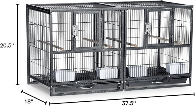 Prevue Pet Products F075 Hampton Deluxe Divided Breeder Cage 37.5 x 18 x 20.5"H