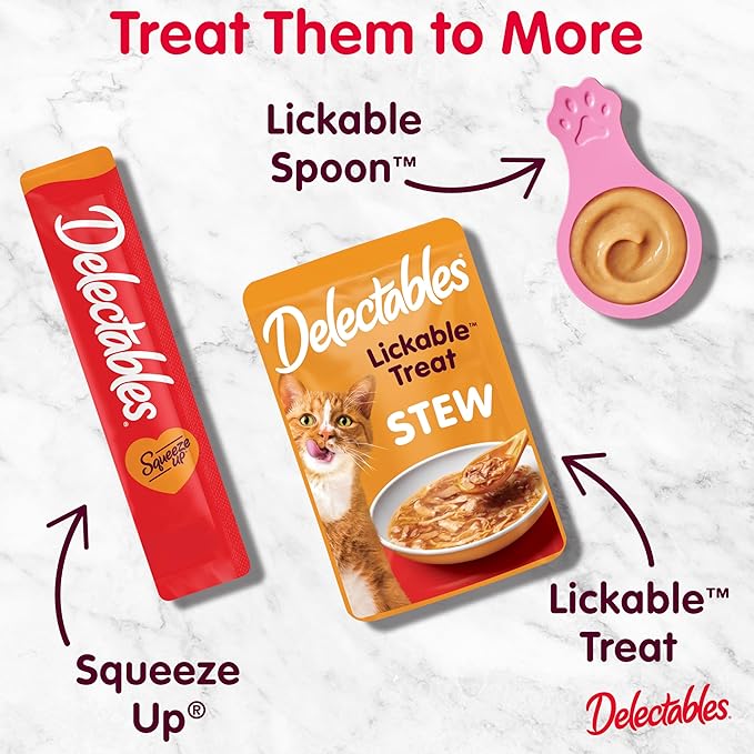 Delectables Squeeze Up Kitten Creamy Squeezable Puree, Lickable Wet Cat Treats, Grain Free, No Added Fillers, No By-Products, No Added Preservatives, 0.5 Ounces Tube Tuna & Salmon, 32 Tubes Total