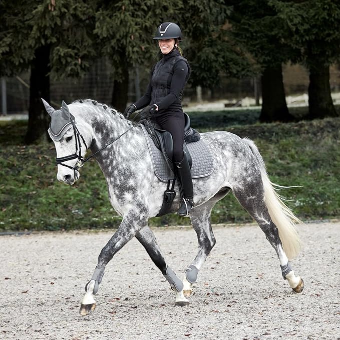 HORZE Adepto Open Front Tendon Boots | Durable Shell with Neoprene Lining - Steel Grey - Cob