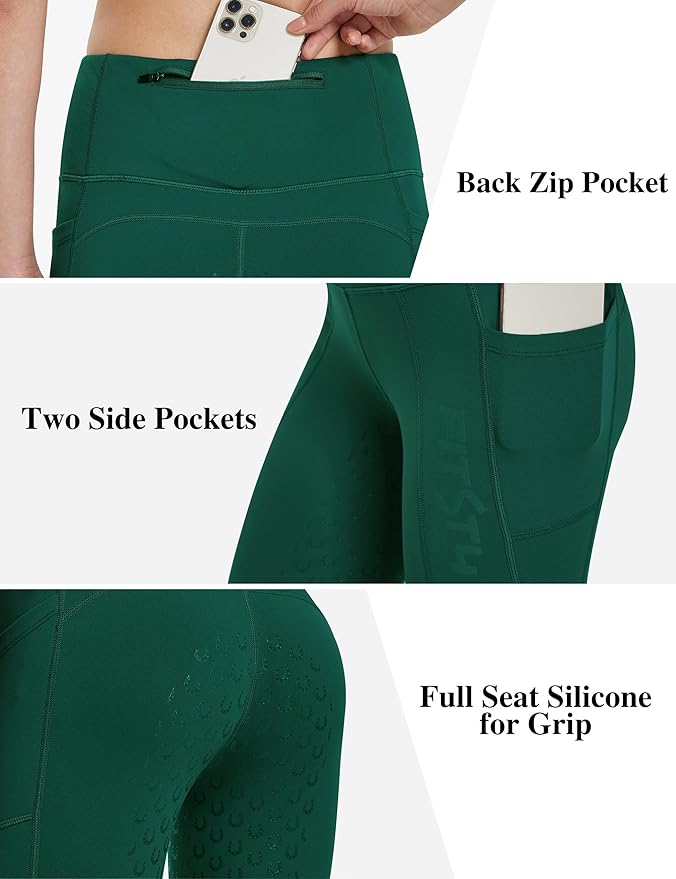 FitsT4 Sports Women's Winter Riding Breeches Fleece Lined Horse Riding Pants Tights Full Seat Silicone Equestrian Breeches