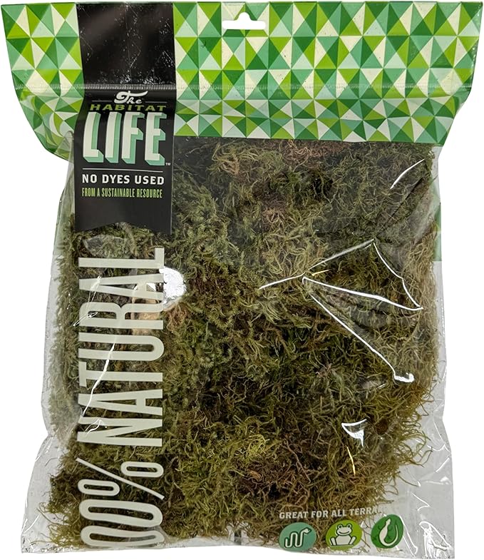 The Habitat Life - Natural Deco Moss - for Reptiles, Amphibians & Invertebrates Terrariums - Humidity Control - Natural Look & Feel - Soft Surface - Dye-Free & Safe - Medium - 1 Pack