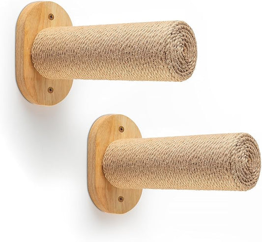 2-Pack Cat Wall Steps - Wooden Cat Shelves for Wall Mounting, Wall Shelves and Perches for Kittens & Adult Cats - Wall Furniture Set with Jute Rope for Scratching, Kneading, Climbing.