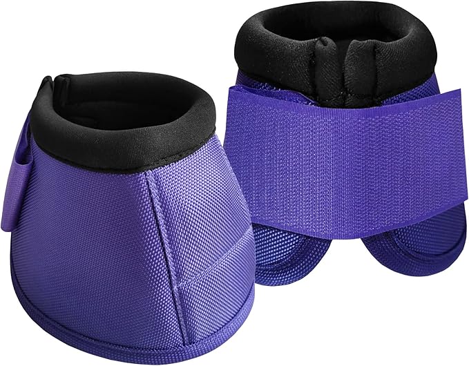 Equine Ballistic Overreach Bell Boots - No-Turn Boots for Horses, Horse Hoof Protection (Sold in Pairs) Purple Medium