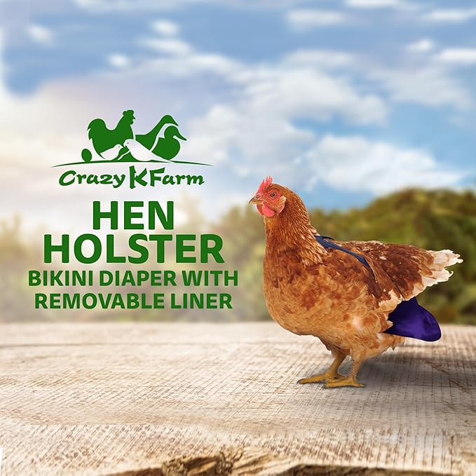 Hen Holster Bikini Diaper, Bird Diaper & Harness for Hens, Roosters, Ducks, Geese - with Removable Vinyl Liner, Adjustable Fit for Outdoor Adventures & Indoor Use - Easy to wear - S/M, Purple