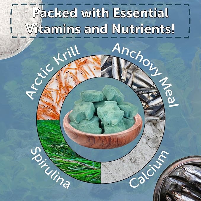 Aquatic Foods Inc. Spirulina Enriched Calcium Feeders for Shrimp, Snails, Crabs, Crayfish, Pleco, Catfish, All Tropical Fish…100 Count Bag