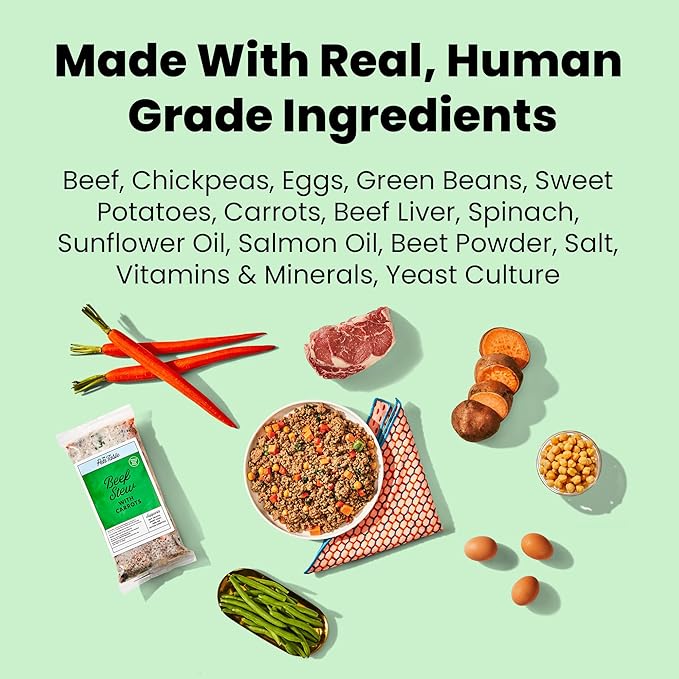 The Pets Table Human-Grade Beef Stew Fresh Dog Food, Dog Food Topper or Complete Meal, 6 Count of 32-oz Pouches, 11.8lbs