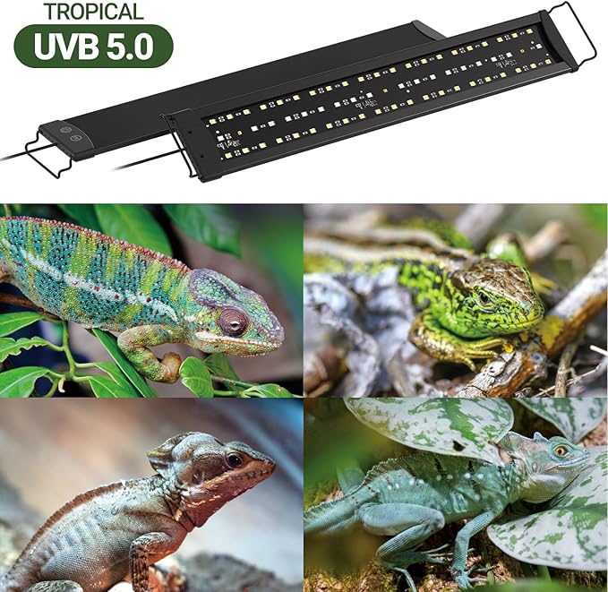 Dimming LED UVB Reptile Light, 24“ LED Reptile Light Bar with Brightness Adjustment & 3 Light Modes, UVB 5.0