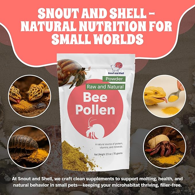Bee Pollen Powder for Hermit Crabs – Natural Food Supplement for Molting & Recovery – Auto Feeder Safe Powder Food Topper – No Filler Crab Nutrition Booster – 2.5 oz