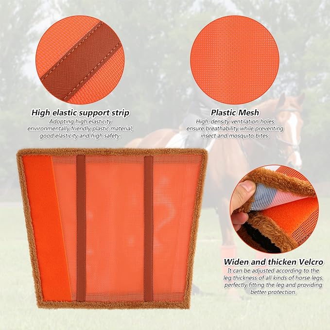 Fly Boots for Horses. Horse Fly Boots Set of 4. Adjustable Horse Fly Boots Stops Stomping Fly Leg Wraps for Horses,