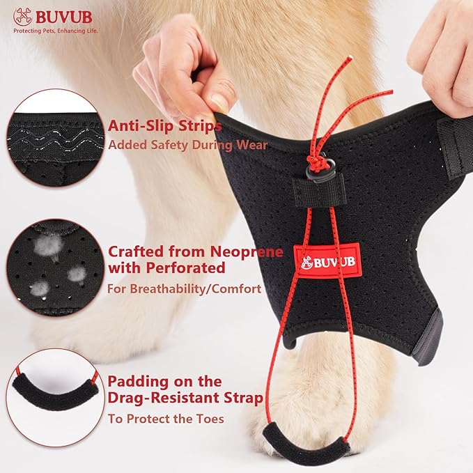 Dog Canine Knuckling Brace Front Paw Rear Leg Dog Foot Brace Wrap for Toe Dragging Cause by Sciatic Nerve Insufficiency, Myelopathy, Herniated Disc (Small,Pair Pack)