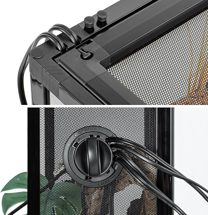 Vertical Habitat Tank 10 Gallon for Tree Dwelling Reptiles and Amphibians, 360°Full Vision Glass Reptile Terrarium 12" x 12" x 18" with Double Side Mesh Panels