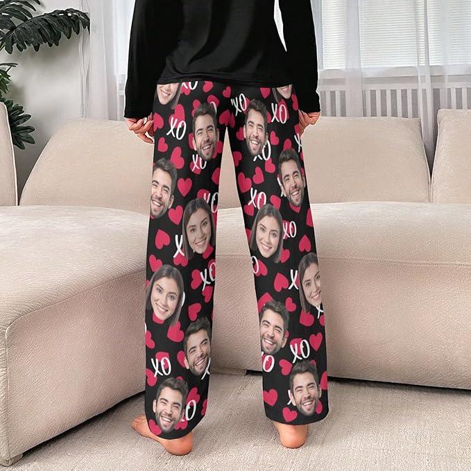 Custom Pajamas Pants with Photo for Men Women:Made in USA Personalized Pajama Trousers,Gifts for Wife Husband