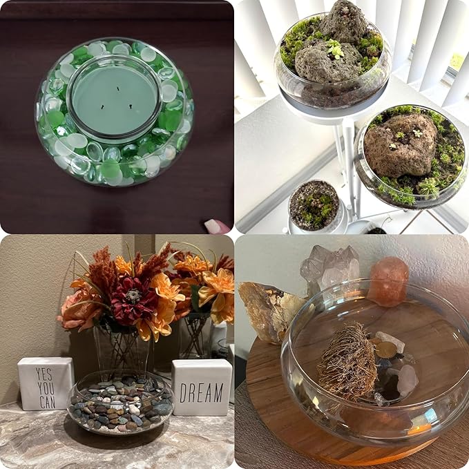 ZENFUN 2 Pack Glass Vase Bowl, 6"/ 8" Wide Mouth Flower Vase Round Terrarium, Glass Hydroponic Planter Floral Container Clear Fish Bowl for Table Centerpiece, Wedding Event, Home Decoration