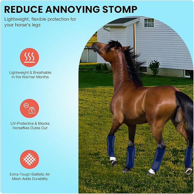 Mesh Fly Boots Horse Fly Boots Mesh Fly Wraps Leg Guard for Horse Set of 4